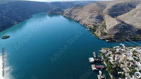 Fototapeta Aerial view of Halfeti in Şanlıurfa Turkey