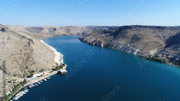 Fototapeta Aerial view of Halfeti in Şanlıurfa Turkey