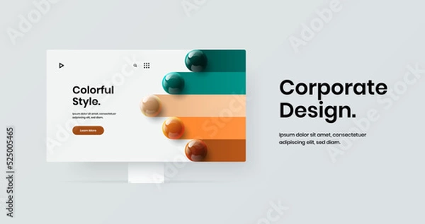 Obraz Isolated computer monitor mockup web banner layout. Bright website design vector concept.