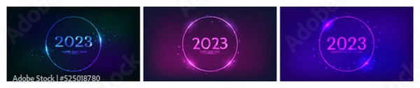 Obraz 2023 Happy New Year neon background