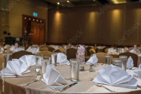 Obraz served tables at restaurant in hotel banquet in the room dining chinese table