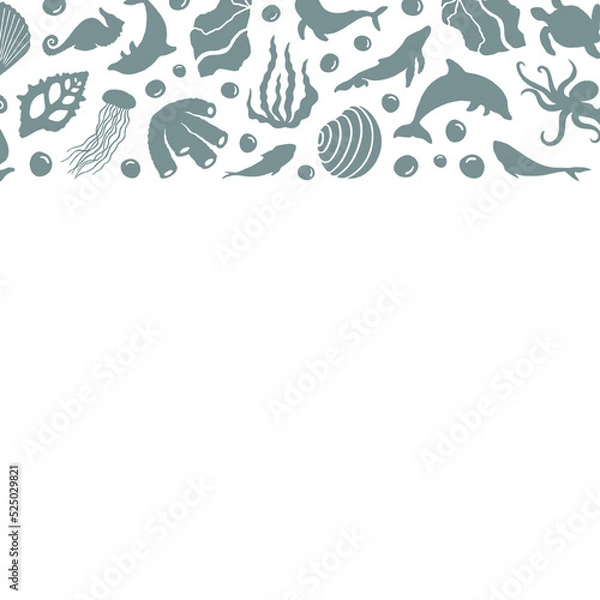 Fototapeta Creative ornate border, minimalist decorative composition, .smooth freeform