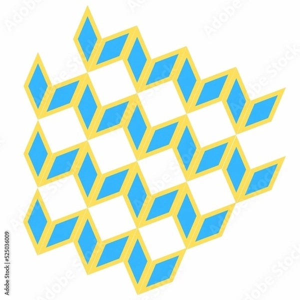 Obraz yellow and blue seamless repeat pattern, triangle and diamond shapes.