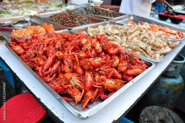 Obraz Flusskrebse auf dem Markt in Shanghai
