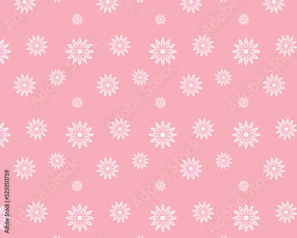 Fototapeta Floral pink seamless snowflake pattern