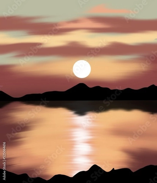 Obraz sunset over the mountains