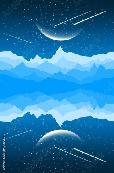 Obraz shooting over the mountains and lake digital illustration