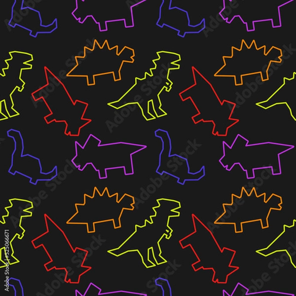 Fototapeta Hand Drawing Cute cartoon dinosaur seamless vector illustration pattern. Design for use background Textile all over fabric print wrapping paper and others. 