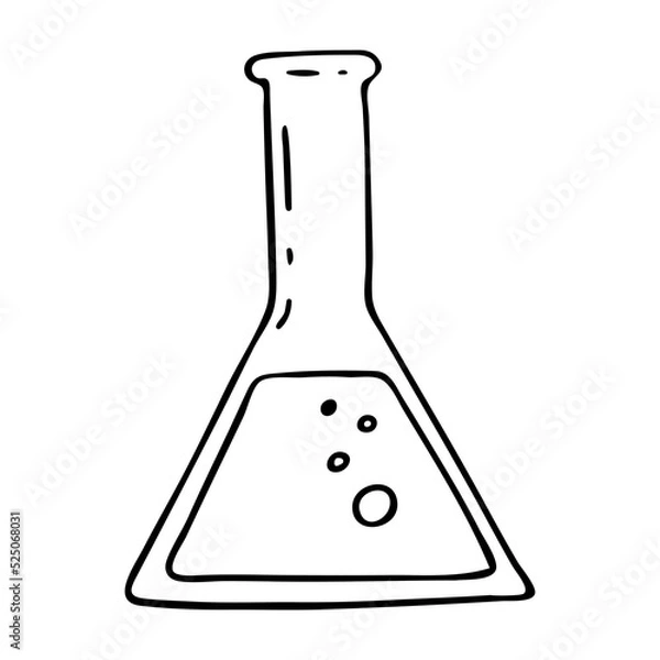 Obraz The flask vector icon. A hand-drawn doodle. Back to School education.