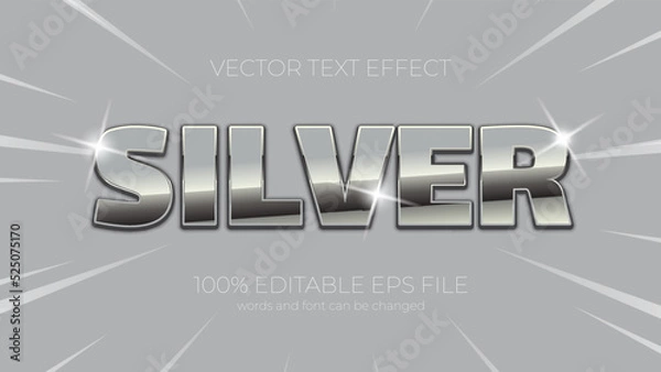 Fototapeta Silver editable text effect style, EPS editable silver text effect