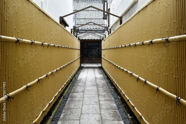 Obraz 滋賀県、長浜、黒壁スクエア、店先、玄関、竹