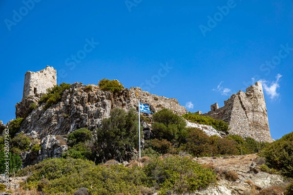 Fototapeta Castle of Asklipio on Rhodes island, Dodecanese islands, Greece, sunny 