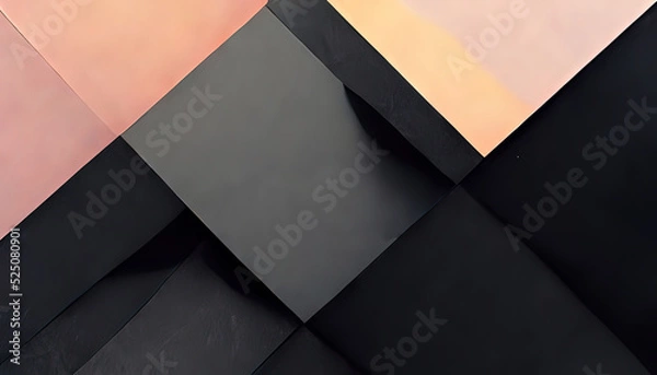 Fototapeta Polygonal shapes, web design, 4k wallpaper. Colorful pastel colors with black, random geometric shapes. Ideal for web illustration. Clean modern.