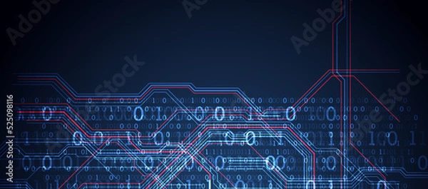 Obraz Abstract background on technological and scientific topics. Various techno details with using digital code. Vector format.
