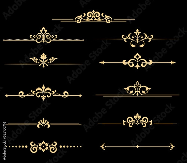 Fototapeta Vintage set. Floral elements for design monograms, invitations, frames, menus and labels. Graphic design of the website, cafes, boutiques, hotels, wedding invitations.