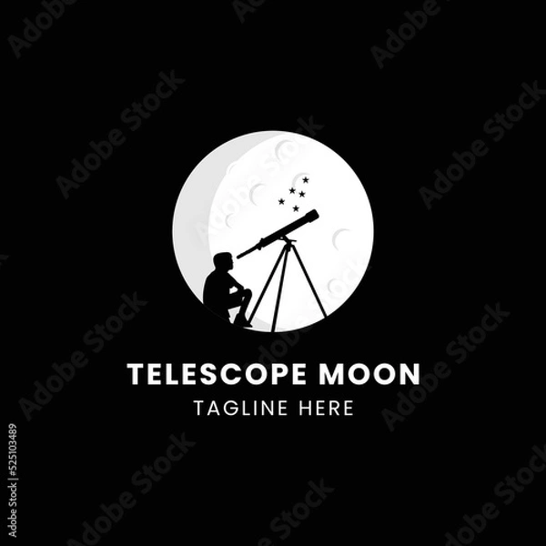 Obraz Telescope moon logo design template vector