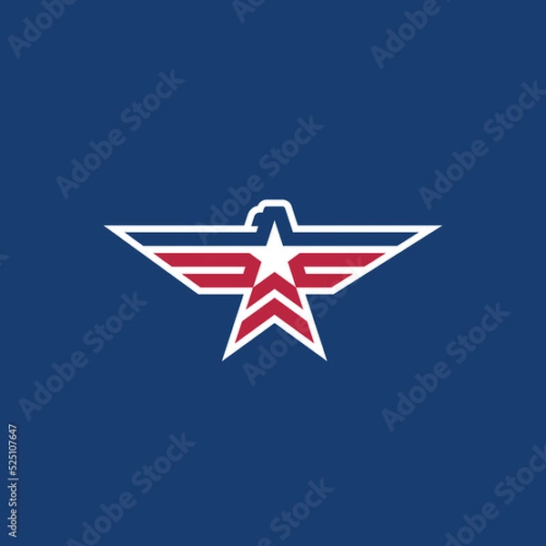 Obraz American symbol eagle with star with flag modern logo design vector.