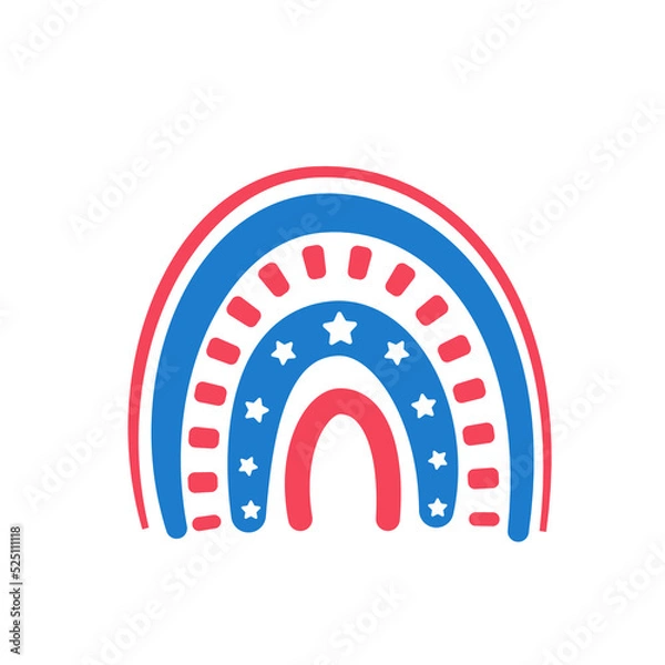 Fototapeta The American flag rainbow decorated with many stars. Isolated on white background.