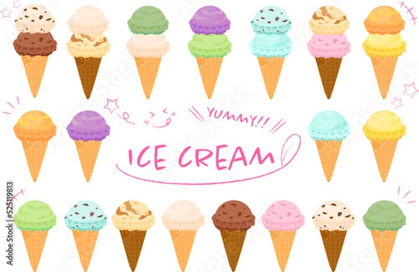 Fototapeta アイスクリームの素材セット(ベクター)