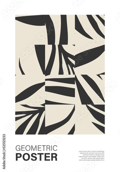 Fototapeta Minimal wall art poster with abstract shapes composition collage