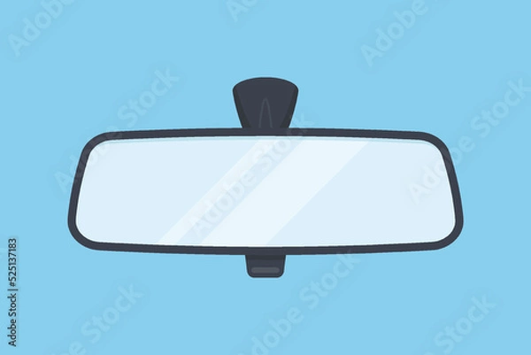 Obraz Rear view inside car mirror vector flat illustration
