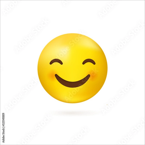 Fototapeta 3D yellow face emoticons with smiling eyes