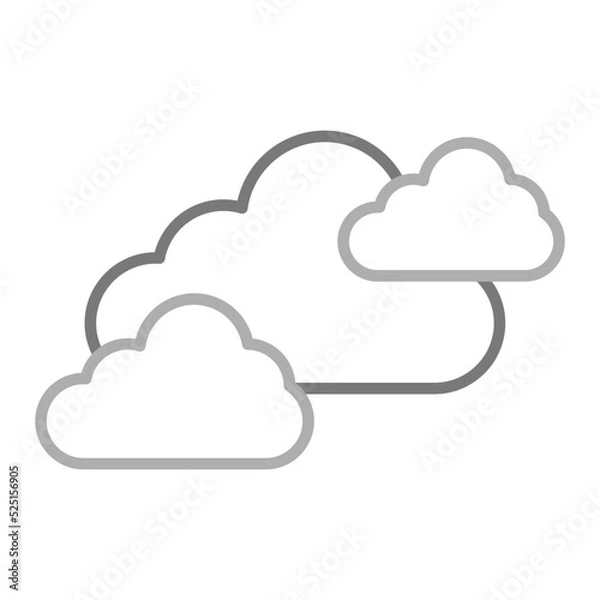 Fototapeta Clouds Greyscale Line Icon
