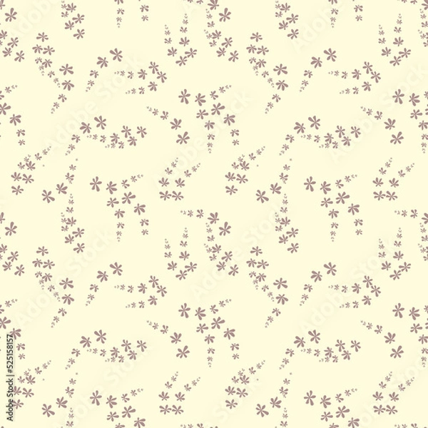 Fototapeta Vector pattern with small  dark flowers on a pale pink background.  Liberty style millefleurs. Simple floral, elegant ornament. Repeat design for decor, textile, wallpaper, print, tile, packaging
