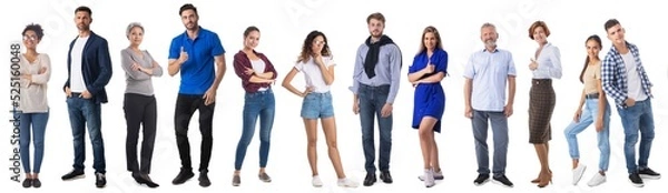 Obraz Casual people set gesture on white