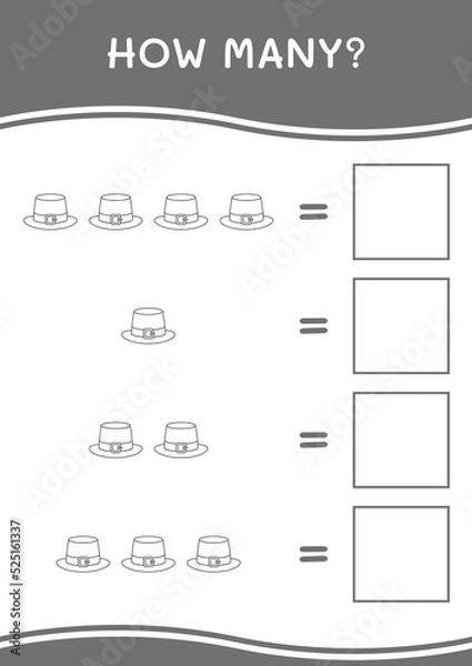 Fototapeta How many of St. Patrick's Day hat, game for children. Vector illustration, printable worksheet
