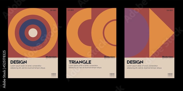 Obraz New aesthetics of modernism in poster design vector cards. Brutalism inspired graphics. Great for branding presentation, album print, website header, web banner