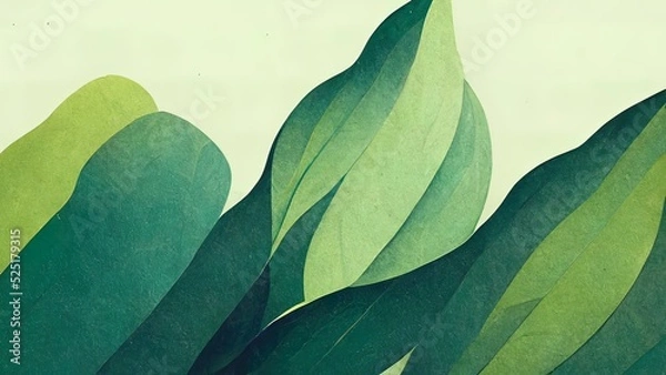 Fototapeta Zielony wzór rośliny i liści. Ołówek, ręcznie rysowana naturalna ilustracja. Prosty projekt roślin ekologicznych. Botany Vintage Graphic Art. Tapeta 4K, tło. Prosty, minimalny, czysty design.