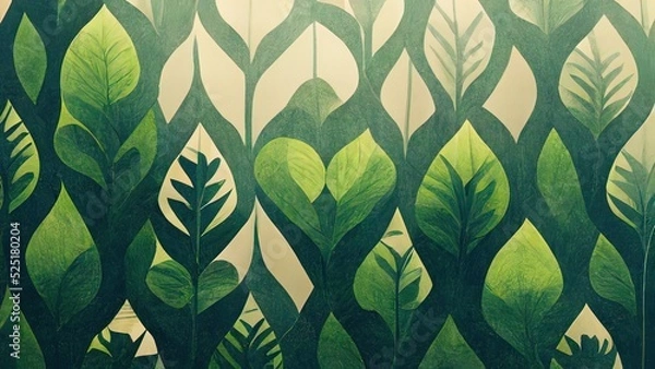 Obraz Abstract hand drawn green forest. Pencil artwork of leafs. Watercolor. Natural background. Natural backdrop on paper. Painted. High quality.