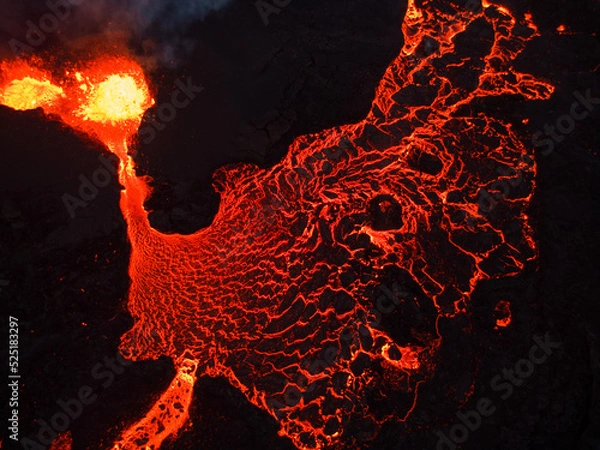 Obraz Iceland volcano eruption Meradalir with lava