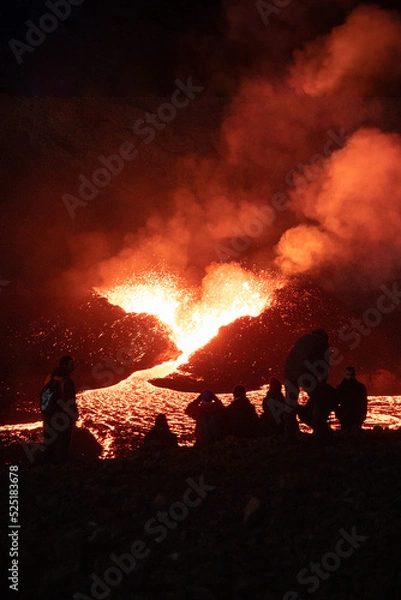Obraz Iceland volcano eruption Meradalir with lava