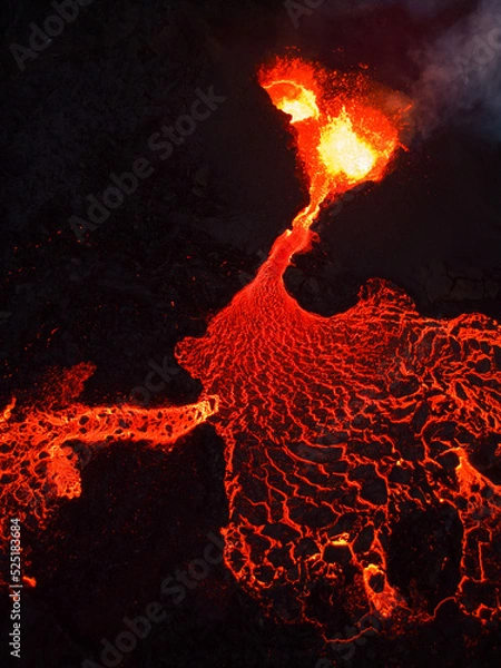 Obraz Iceland volcano eruption Meradalir with lava
