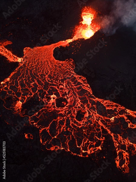 Obraz Iceland volcano eruption with lava
