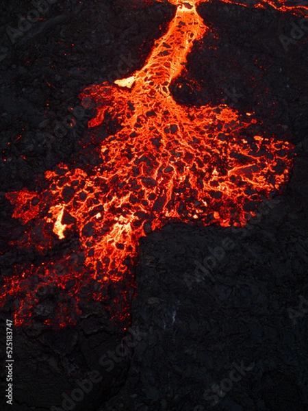 Fototapeta Iceland volcano eruption with lava