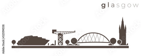 Fototapeta Glasgow Simple Monochrome Stylish Skyline