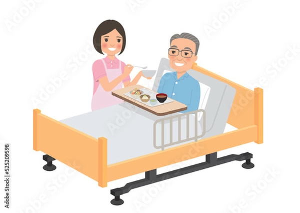 Fototapeta シニア介護ベッドで食事