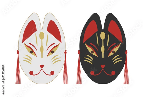 Obraz 狐のお面セット　能楽　神楽　五穀豊穣　家内安全