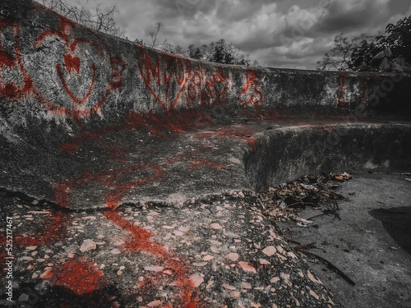 Obraz Abandoned cement bench