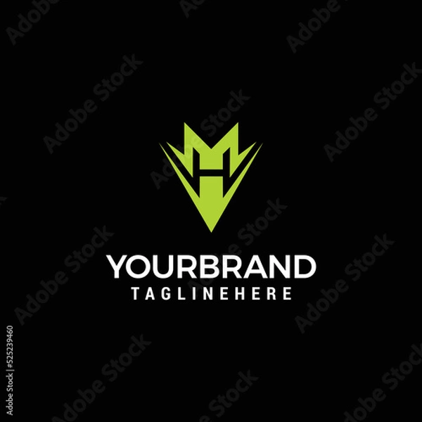 Fototapeta Initial Letter HM Linked Triangle Design Logo
