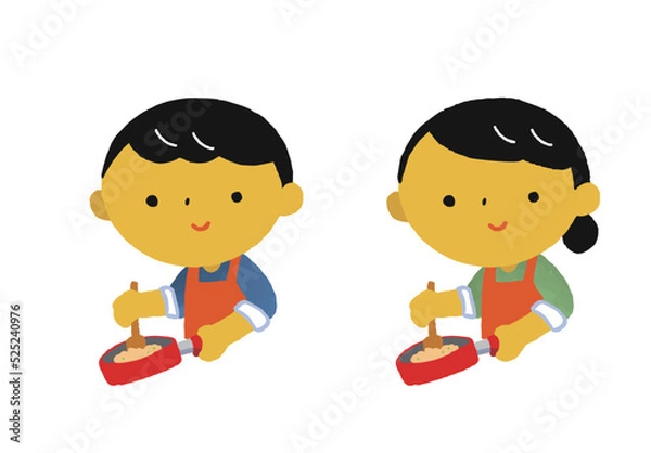 Fototapeta 料理を作る人物イラスト