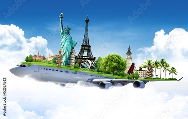 Obraz Podróżuj po świecie przez samolot, koncepcja