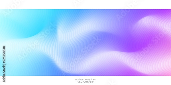Fototapeta 3D Vector wave pattern smooth curve flowing dynamic overlay colorful pink purple blue gradient on white background for concept of technology, digital, science, music, modern.