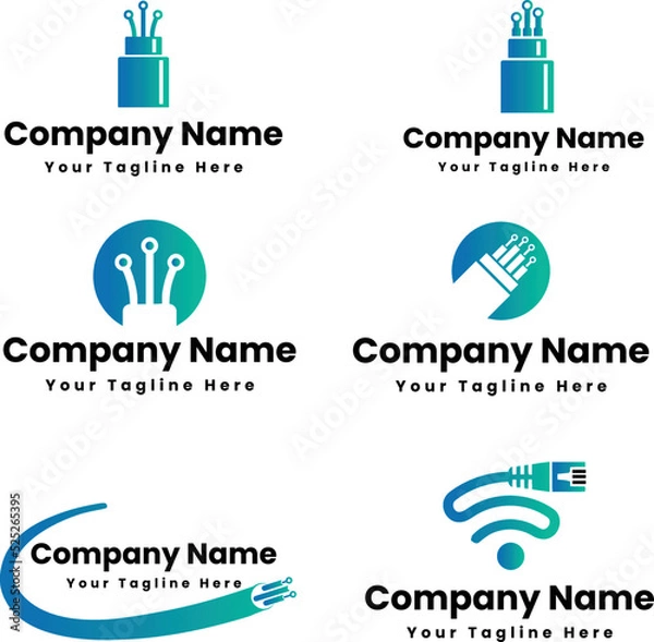 Obraz Fiber cable networking logo
