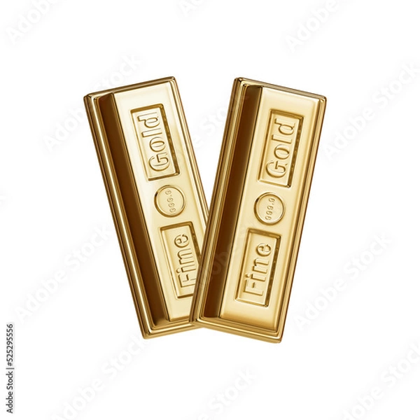 Fototapeta Gold Bar Icon Isolated 3d Render Illustration