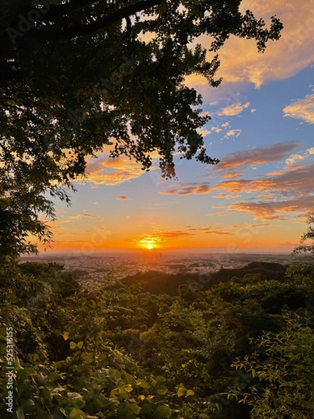 Obraz 高尾山からの日の出、東京