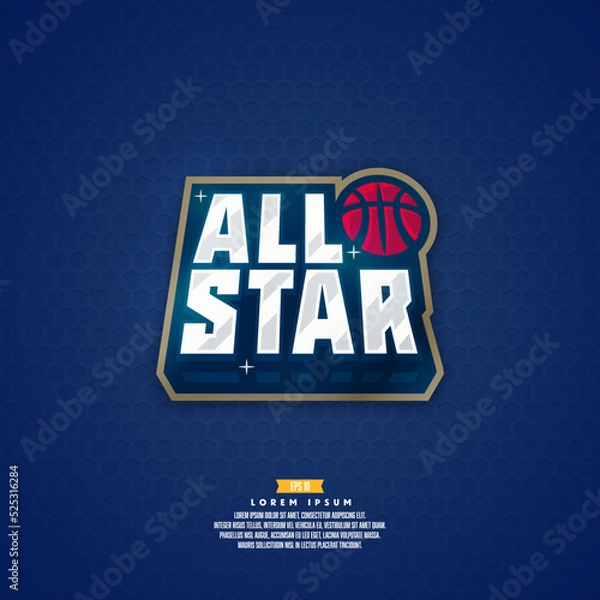 Obraz Modern professional basketball logo design. All star sign.